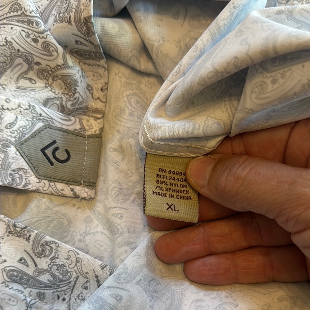 NWT Rafter C Outdoors Gray Size XL Western Paisley Pearl Snap Long Sleeve Shirt - Picture 8 of 8